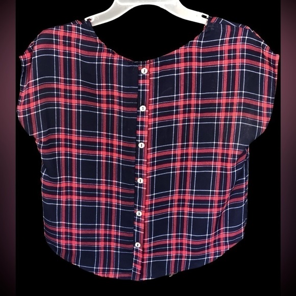 Red And Blue Plaid Blouse From A’gaci Size Small - Picture 3 of 5
